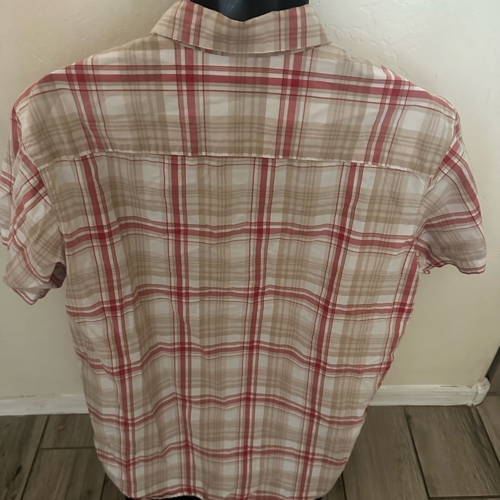 Men’s used Columbia plaid shirt shirt sleeve size L large red - Picture 4 of 4